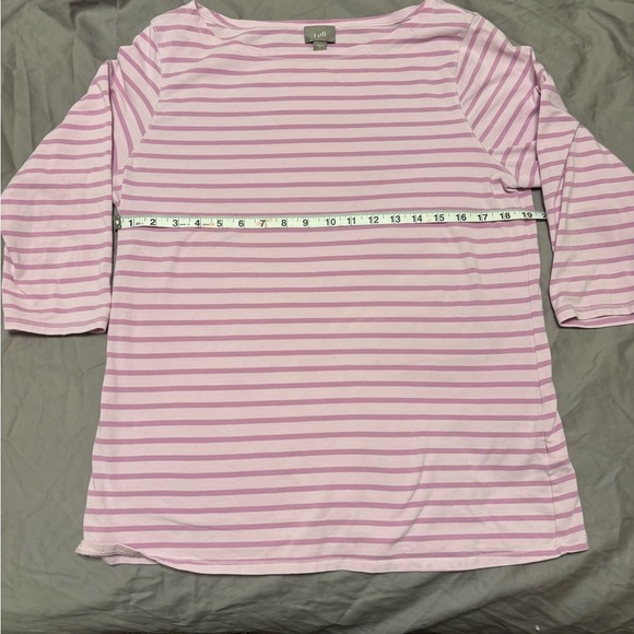 J.Jill Pink Striped 3/4 Sleeve Boat Neck Tee | Soft Casual Top - Picture 5 of 8